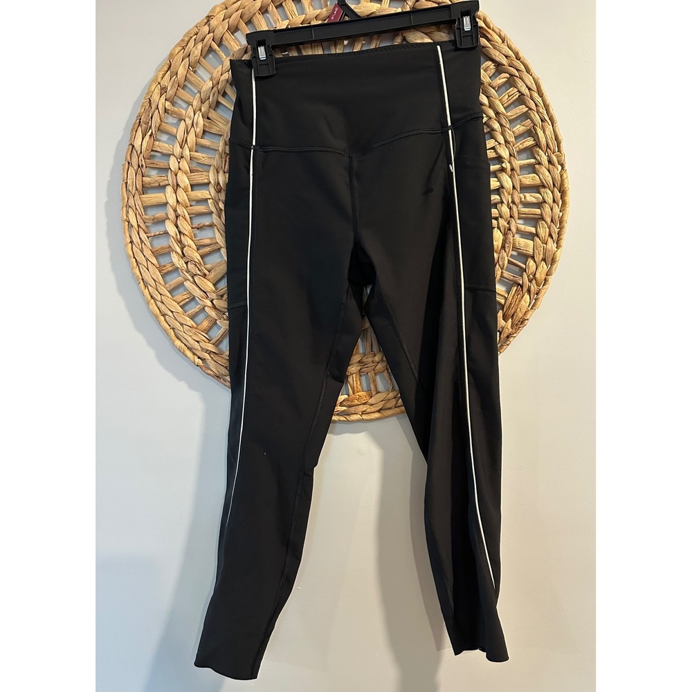 Victoria's Secret On Point Sweat Leggings Black White Trim Pockets Small